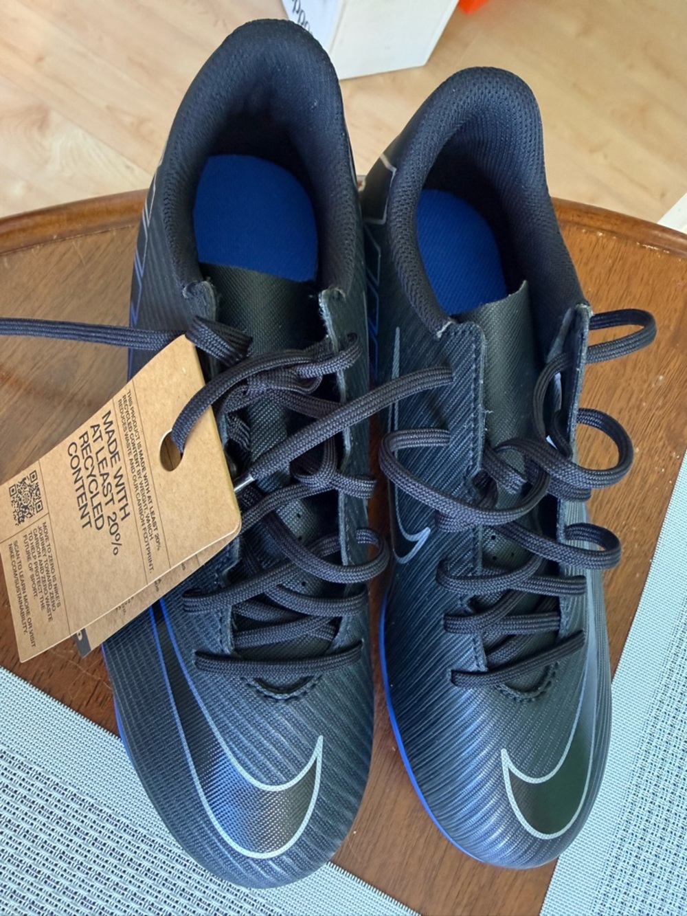 Boys Black and Blue Athletic Soccer Shoes